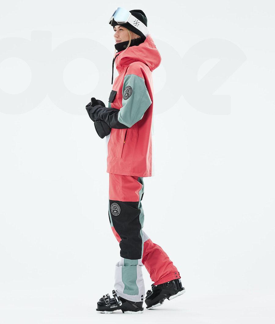 Dope Blizzard LE W Limited Edition Patchwork Ženske Skijaške Jakne Crvene Zelene | HR2076NB